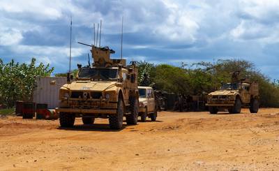 U.S. forces practice convoy training with the Danab Brigade in Somalia, May 4, 2021.