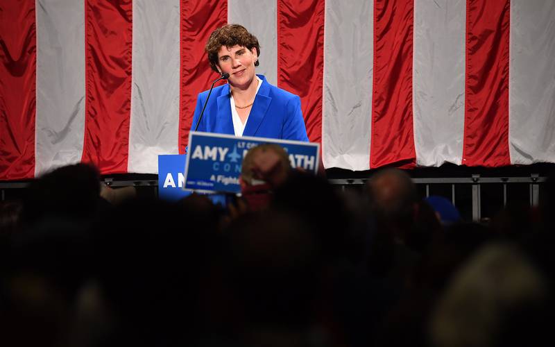 Amy McGrath address supporters after her loss during her election night event at the EKU Center for the Arts on Nov. 6, 2018, in Richmond, Ky.