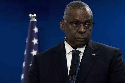 U.S. Secretary of Defense Lloyd Austin makes a joint statement with Israel Minister of Defense Yoav Gallant, after their meeting about Israel's military operation in Gaza, in Tel Aviv, Israel, Monday, Dec. 18, 2023.