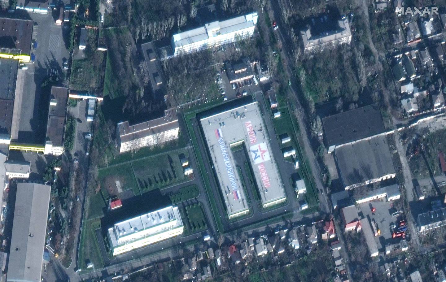Satellite image shows new Russian military facility in Mariupol, Ukraine, Nov. 30, 2022.