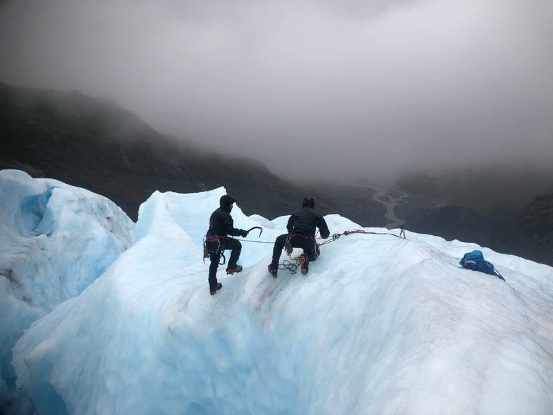 Green Berets with 1st Special Forces Group (Airborne) practice self-recovery from a glacial crevasse on Oct. 15, 2020, during Valor United 20, an Arctic warfare training exercise in Seward, Alaska.