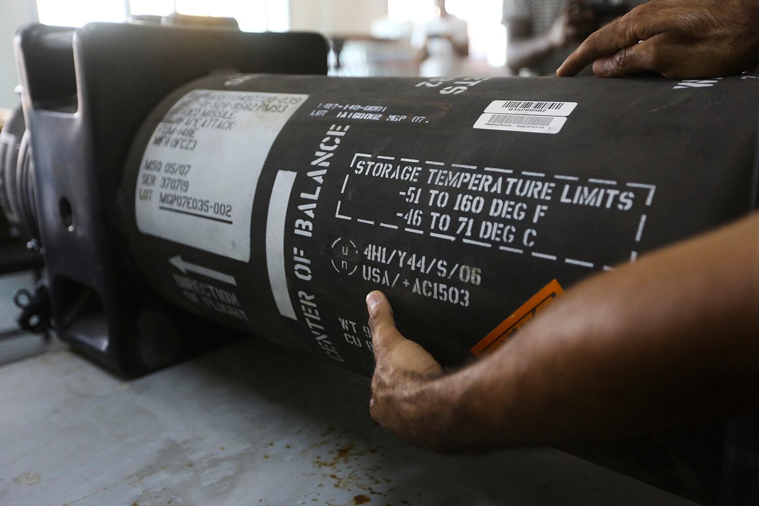 In this June 29, 2019, photo, a U.S. made Javelin anti-tank missile is displayed in Tripoli, Libya, after being captured from the self-styled Libyan National Army.