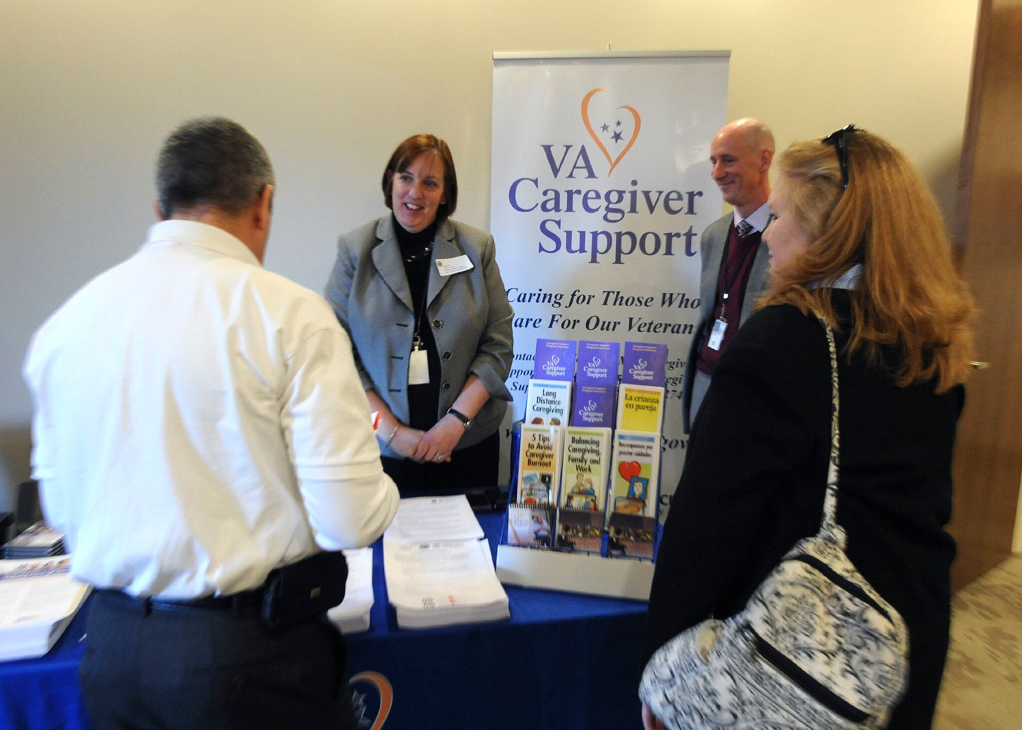 Veterans and veteran organizations learn about the services available from the VA at the VA Services Showcase in Arlington, Va., in 2014