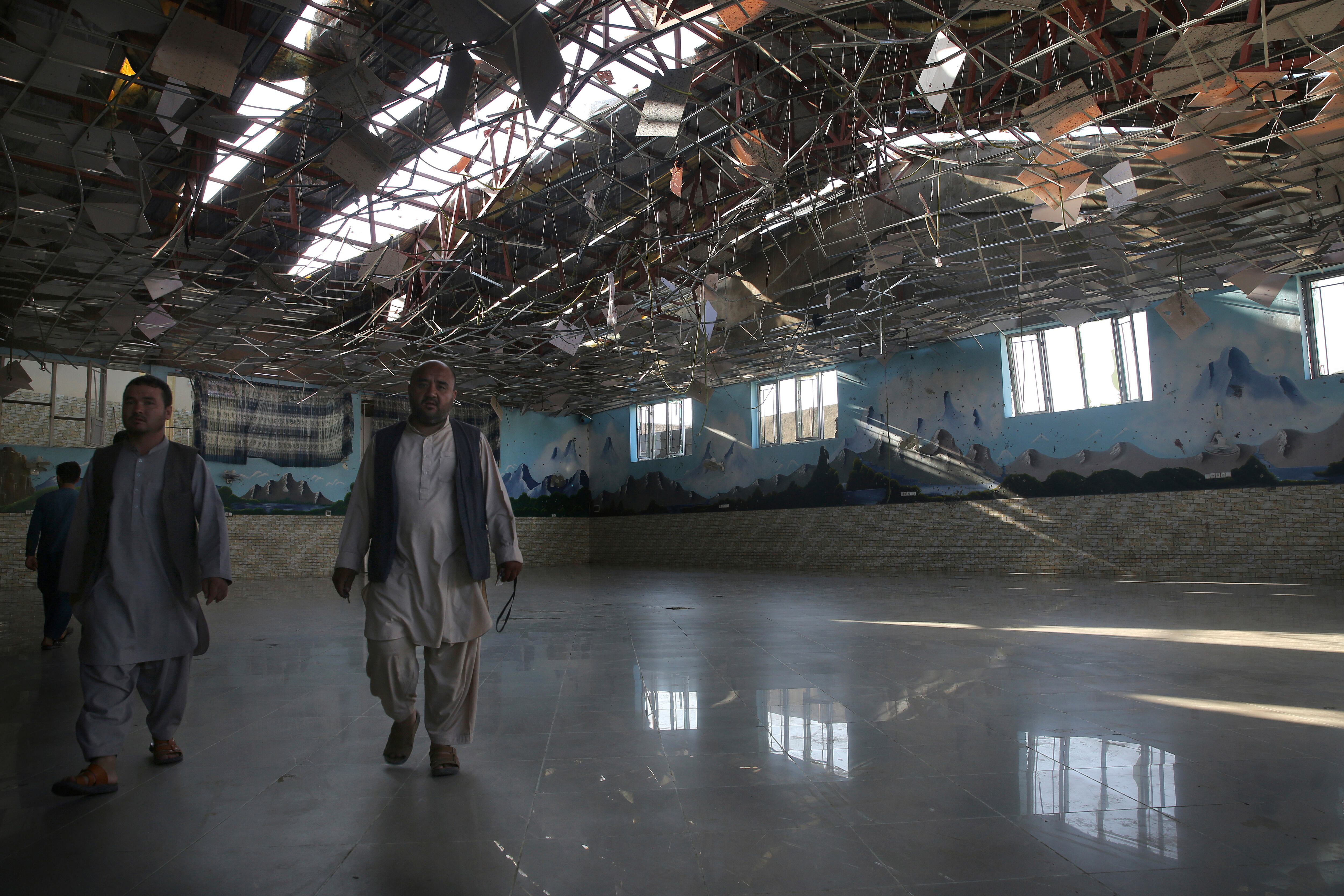 The damage of Dubai City wedding hall is seen after an explosion in Kabul, Afghanistan, Sunday, Aug.18, 2019.